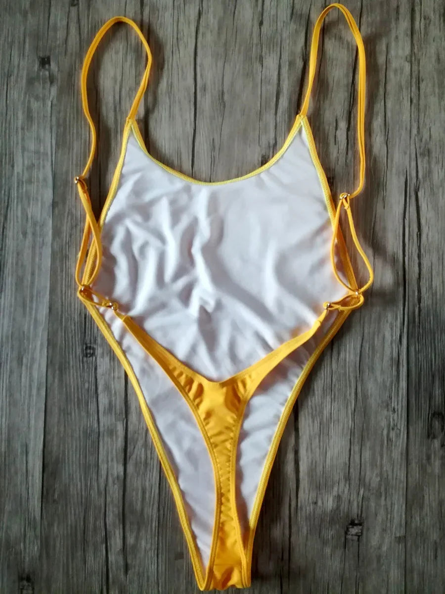 Extreme Mini Micro G String One Piece Swimsuit Women Thong Swimwear Female Backless Monokini High Cut Bathing Suit Swim Beach