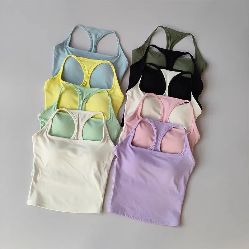 Women's Cross-Back Yoga Sports Vest One-Piece Cup Versatile Training Fitness Bra Colorful Fitness Clothing for Active Women