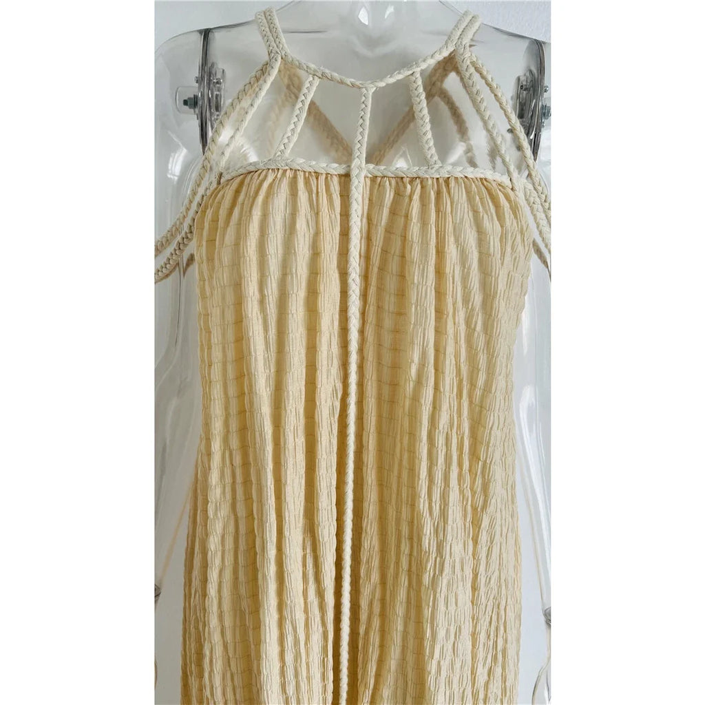 5 Colors Hollow Out Backless Crochet Knitted Tunic Beach Cover Up Cover-ups Beach Dress Beach Wear Beachwear Female Women V5429