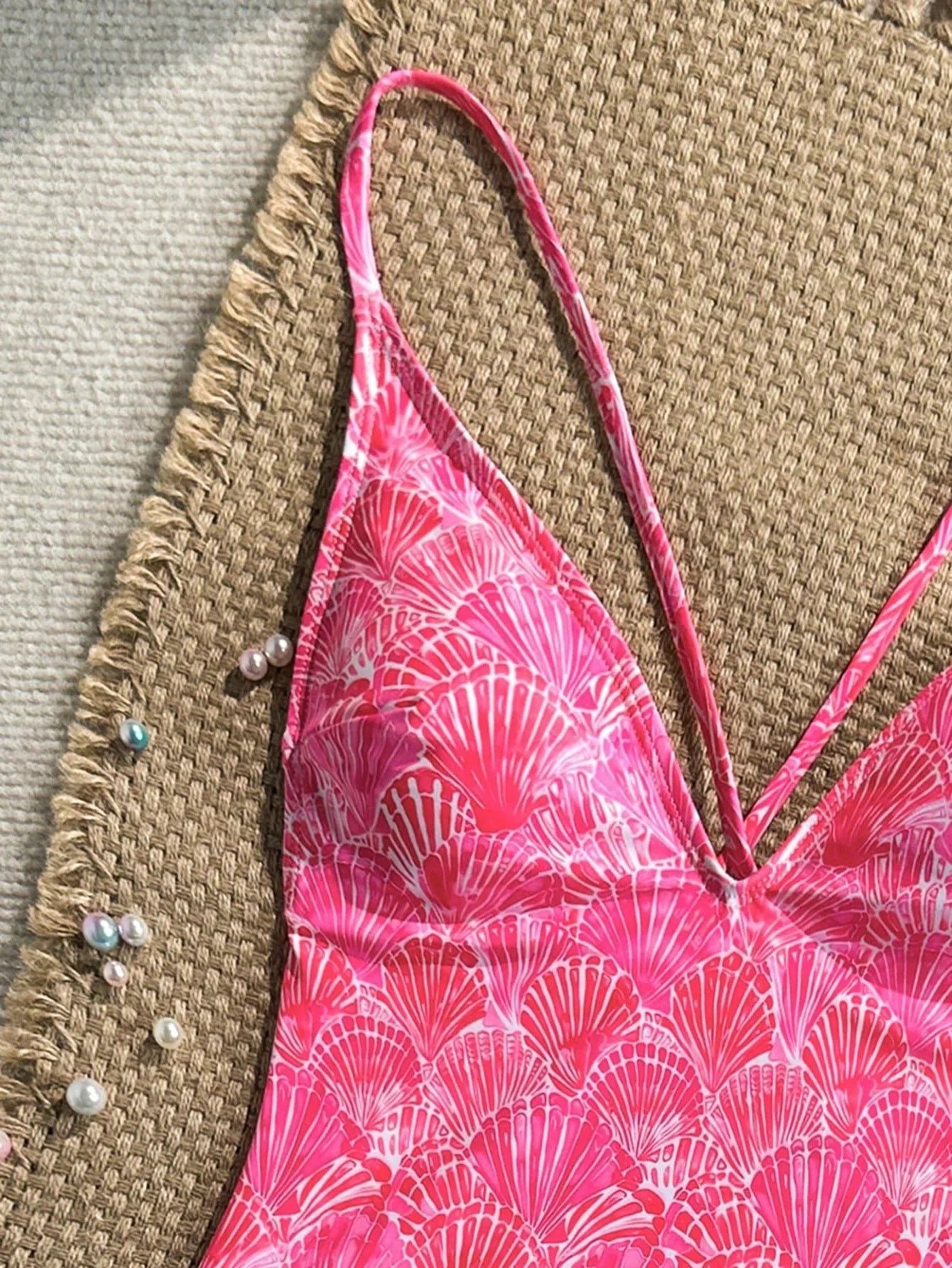 Sexy Pink Floral Print Swimwear Women 2026 Deep V Neck Slim Tummy Control One Piece Swimsuit Beach Hoiday Bathing Suit Monokini