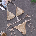Shiny Sequins Jewelled Diamond Bikini Women Micro Bikini Swimwear Female Swimsuit Two Pieces Bikini Set Halter Bathing Suit Swim