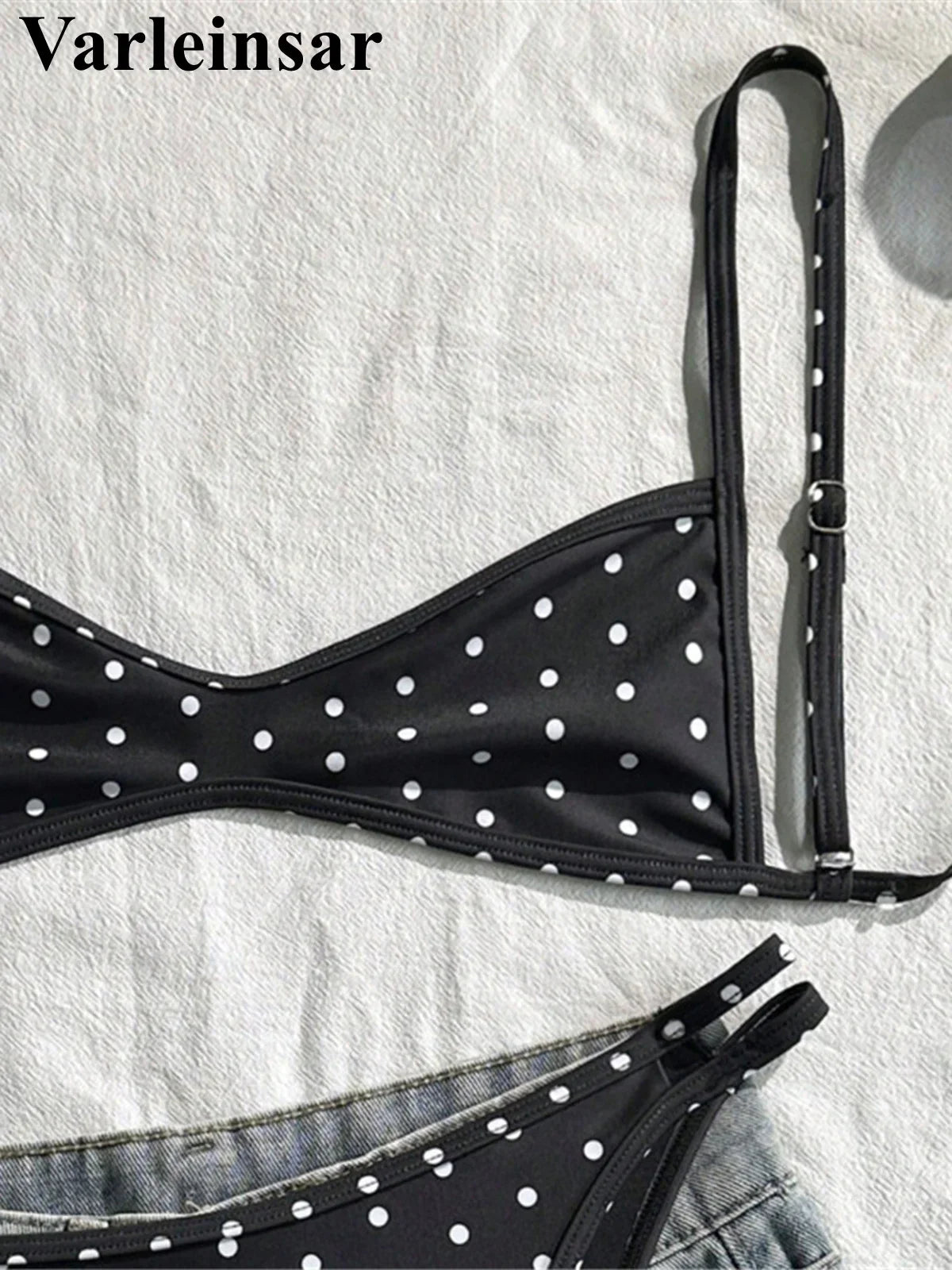 S - XL Polka Dot V Neck Bikini Women Swimwear Female Swimsuit Two-pieces Bikini set High Leg Cut Bather Bathing Suit Swim V8147