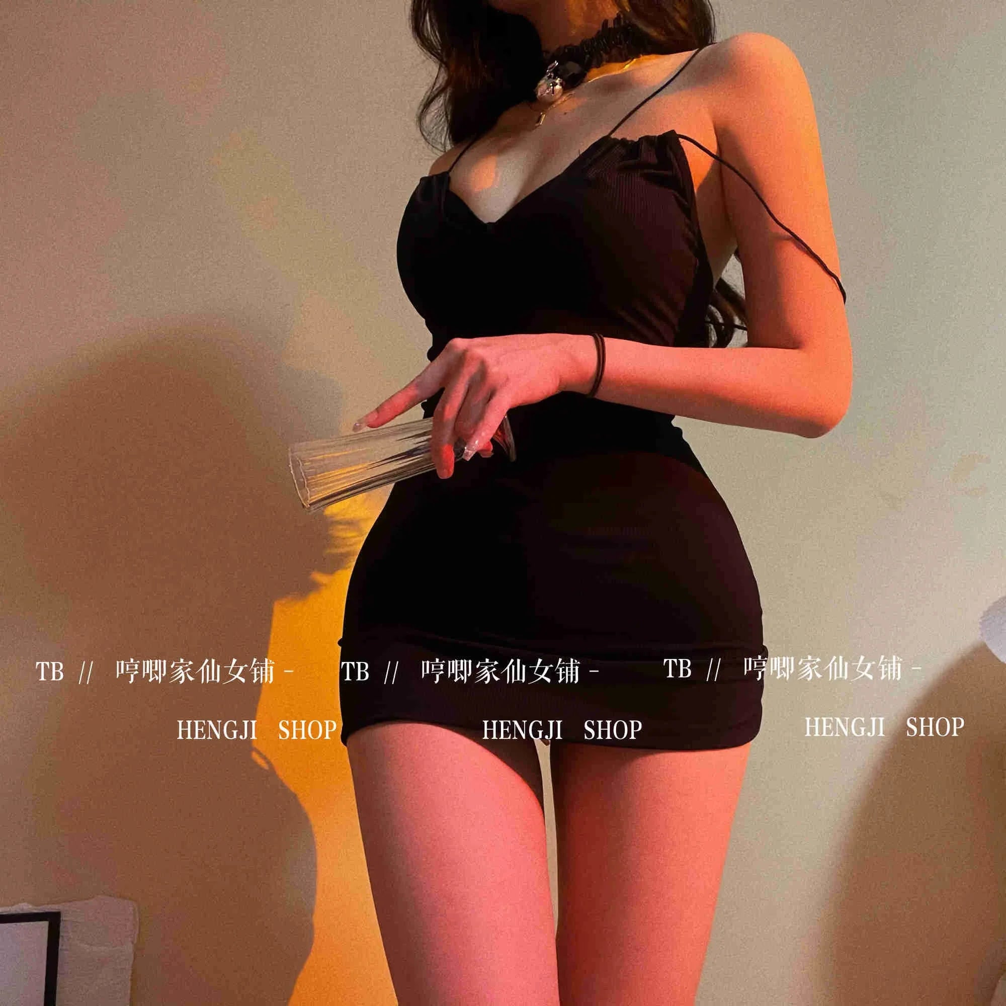 Slip Sweet Mini Dress Tank V Neck Babes Backless Bare Ass Cosplay House Fairy Sweet Korean Women Tops 2022 Summer P7M8