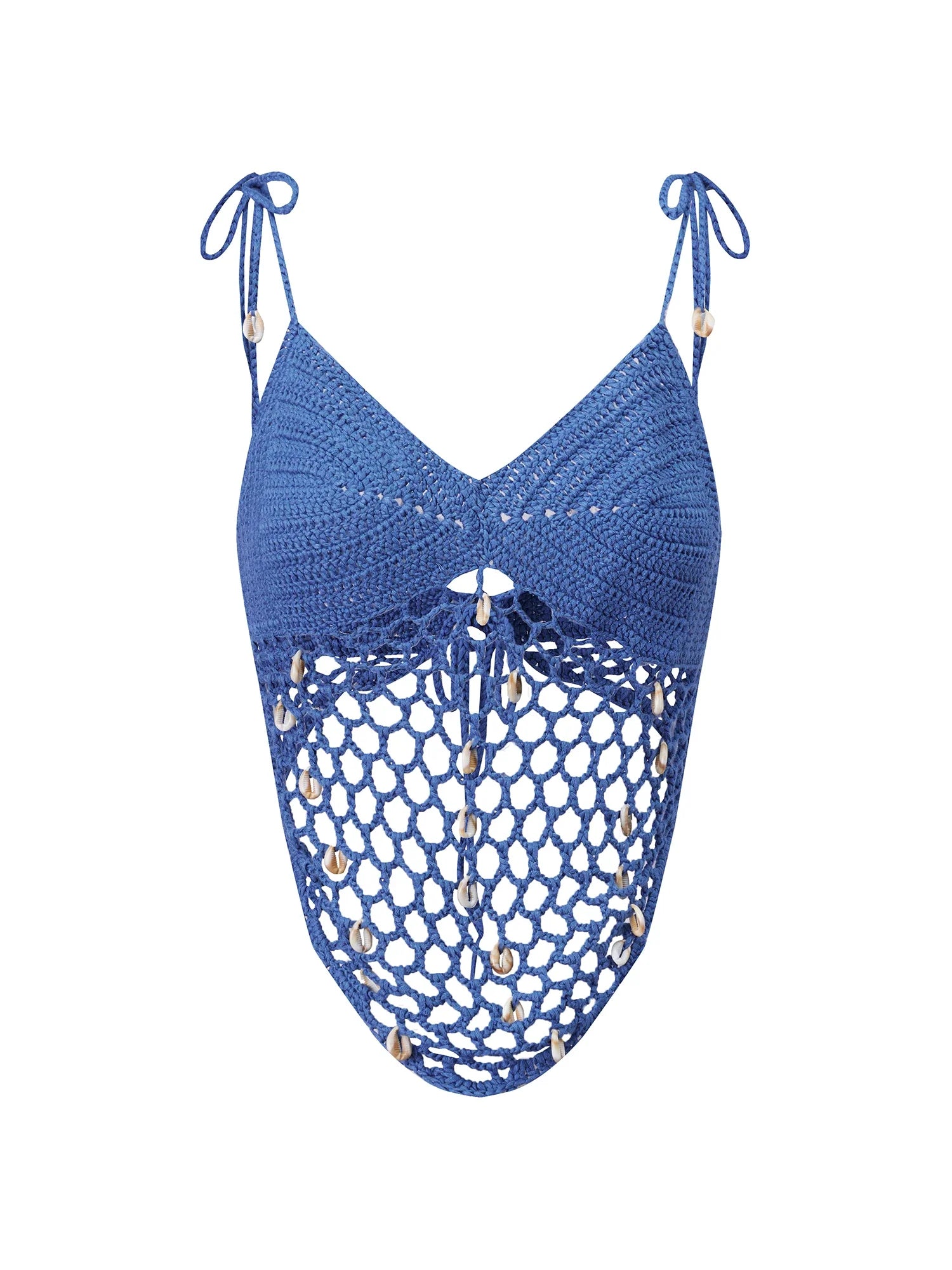 Women Sleeveless Tie Shoulder Strap Asymmetric Hem Camisole Solid Color Crochet Cami Tops Summer Crop Tops