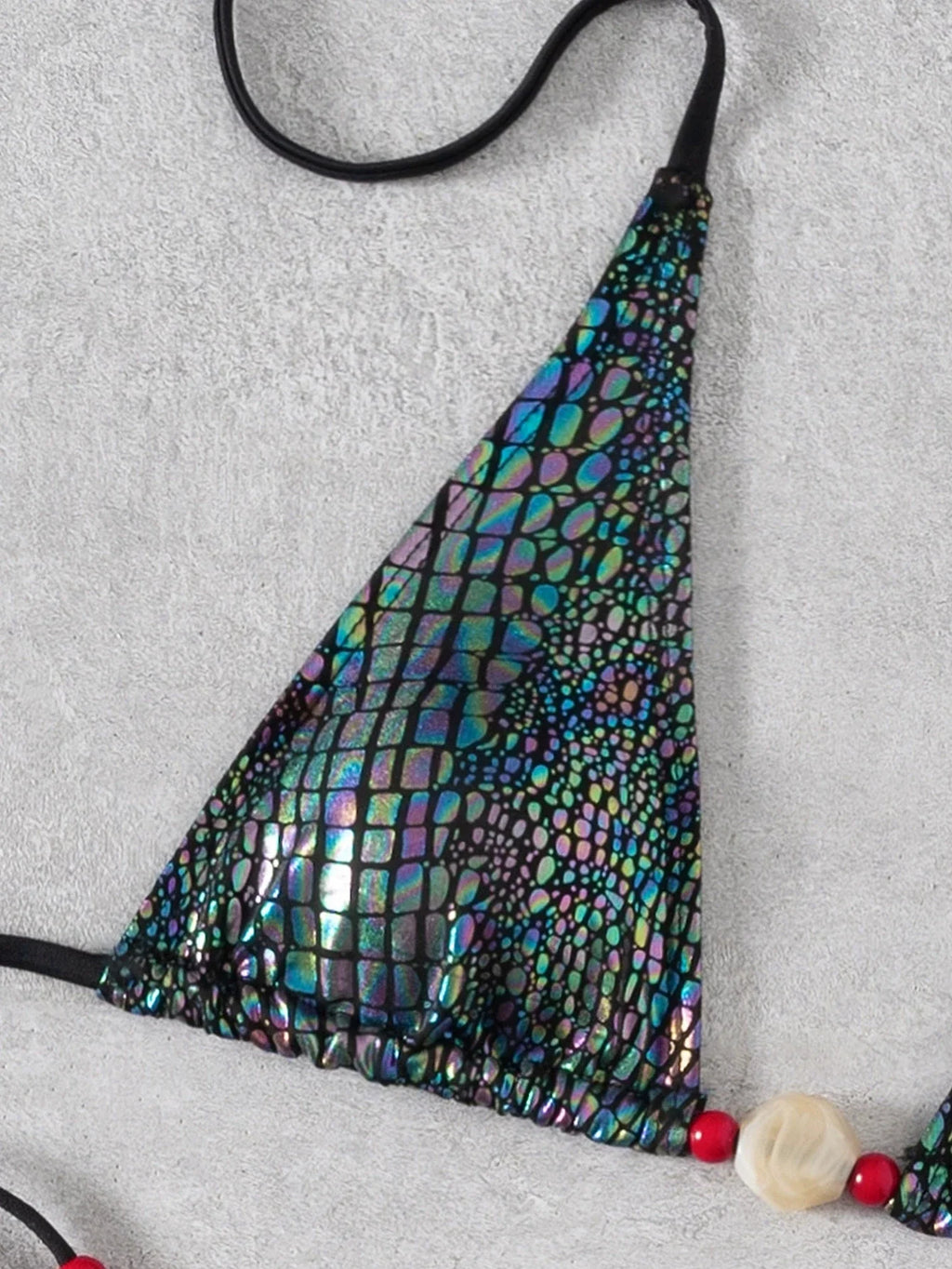 DEKA Beaded Snake Skin Bikini Set Halter Strappy Female Swimsuit Women Swimwear Bikini Bather Bathing Suit Swim