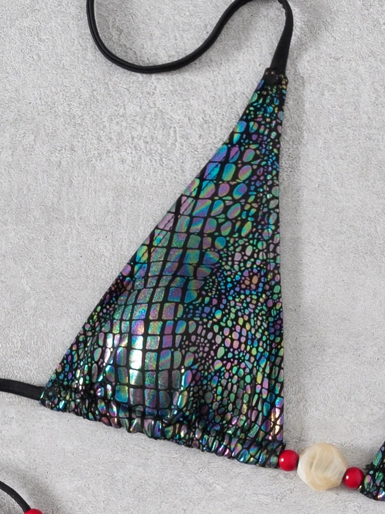 DEKA Beaded Snake Skin Bikini Set Halter Strappy Female Swimsuit Women Swimwear Bikini Bather Bathing Suit Swim
