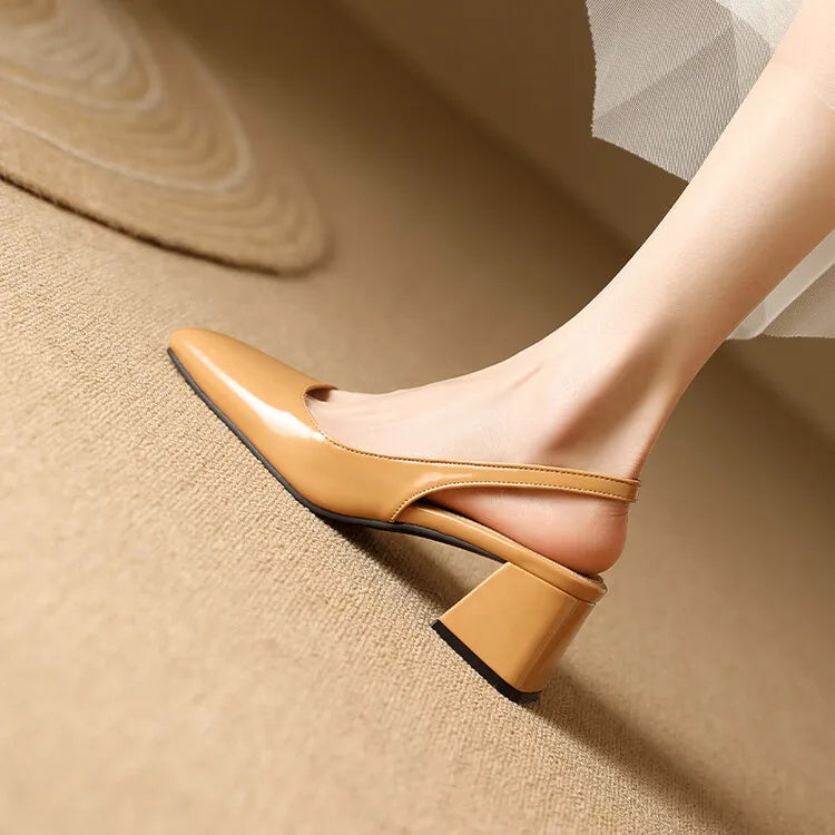 NASBAVI Slingback Sandals Summer Shoes Elegant Pink Black Nude Medium Heels Pumps Close Toe Office Party Shoe Female Large Size