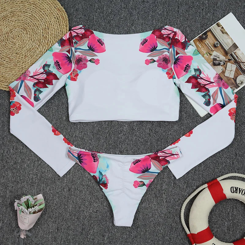 2025 Sexy Long Sleeve Bikinis Women Swimsuit Leopard Print Bathing Suits Beachwear Brazilian Bikini Set Biquini Female Bodysuit
