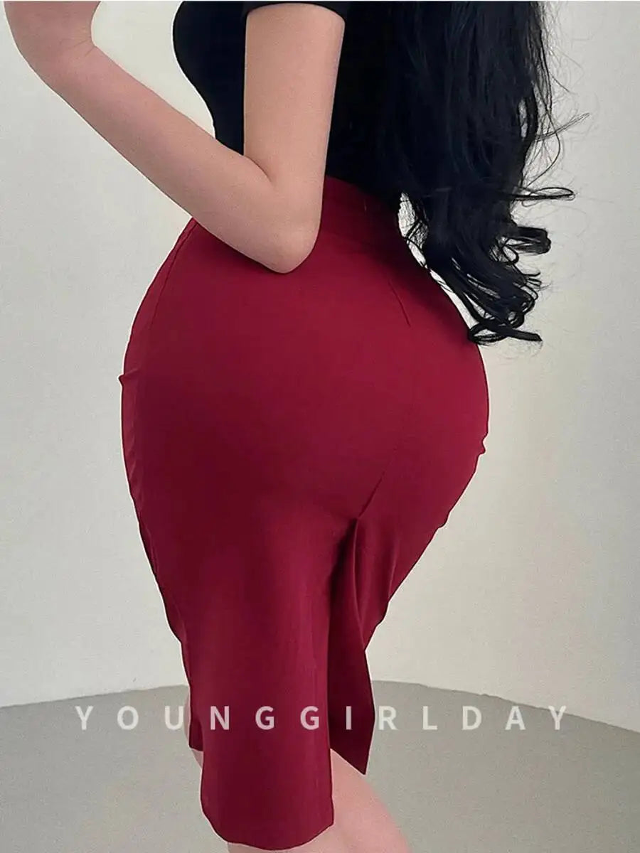 Korean Pure Desire Style Sexy OL High Waist Back Slit Mid Length Skirt Belt School Girl Uniform Fashion Women Mini Skirts UJR8