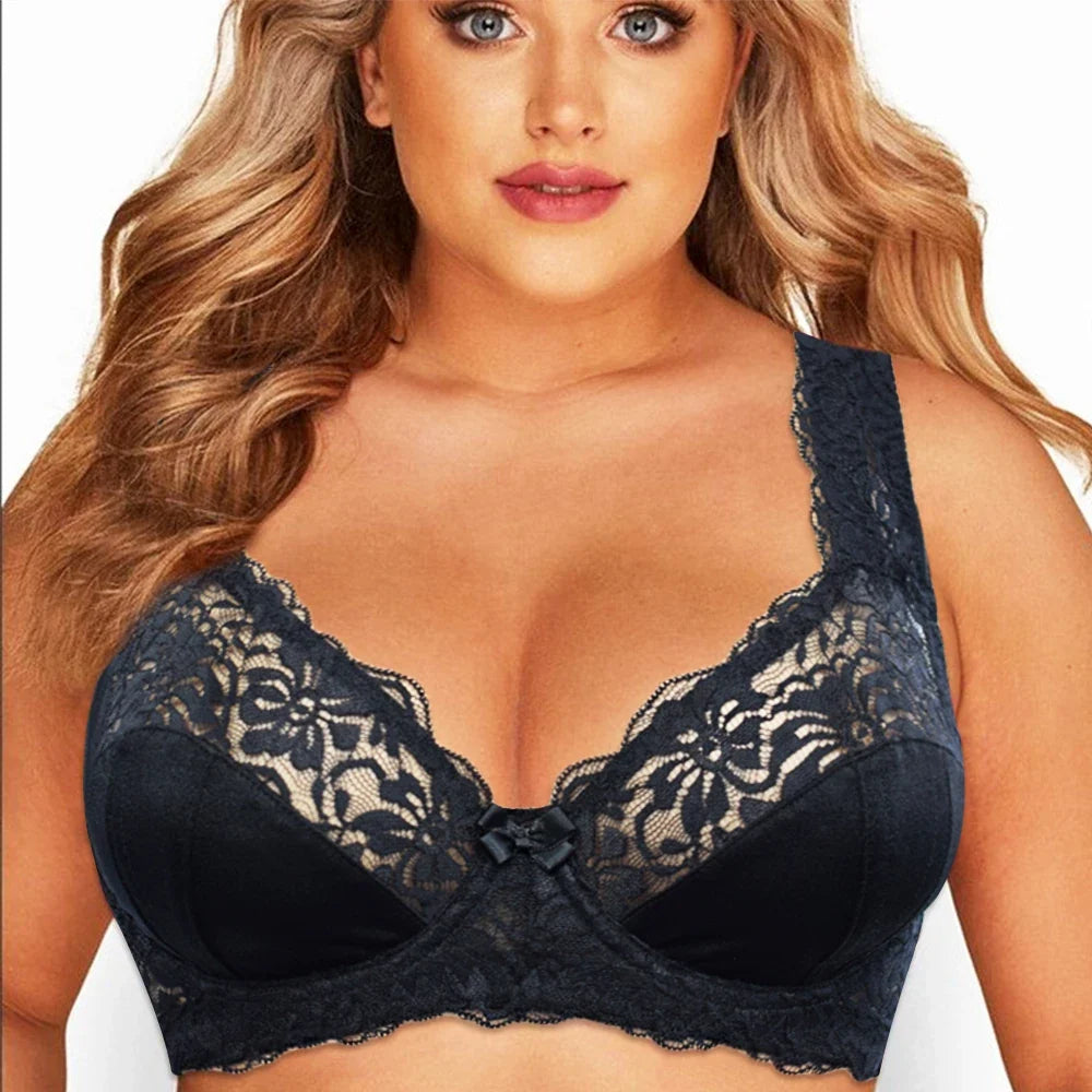 Plus Size E F G H I Cup Womens Bra Lace Brassiere Support Underwire Mesh Thin Large Adjusted-straps BH
