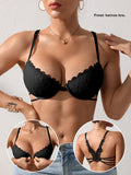 Women's Lace Butterfly Back Beauty Push up Sexy Bras Modern Trend Solid Color Front Buckle Bra for Woman