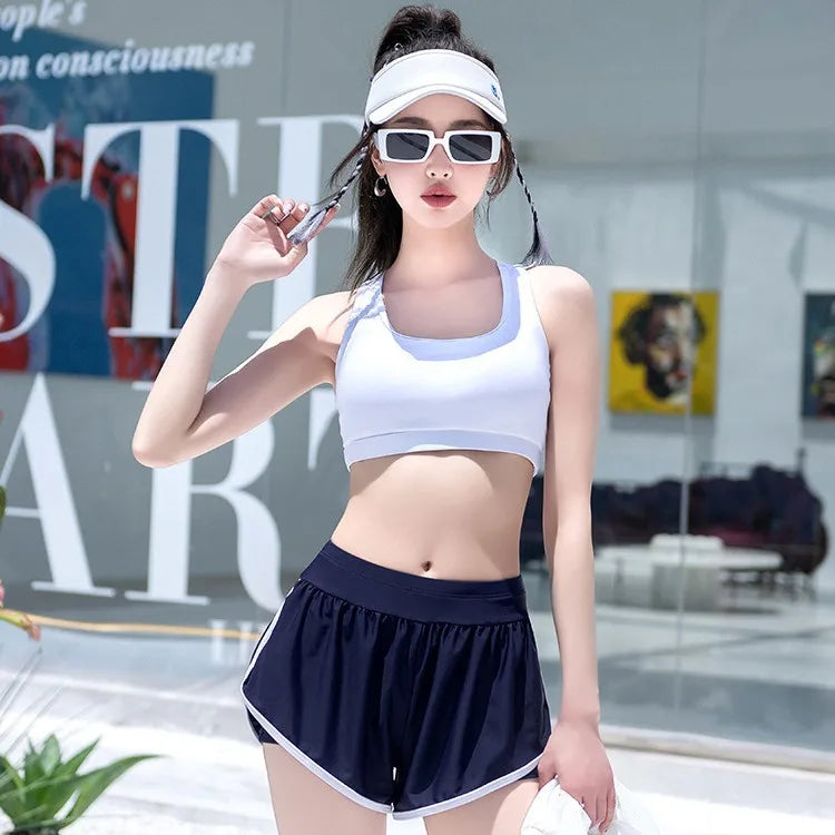 New High-end Split Swimsuit with Sports Style and Flat Angle Pants for Slimming and Vacation Swimsuits Cross-border