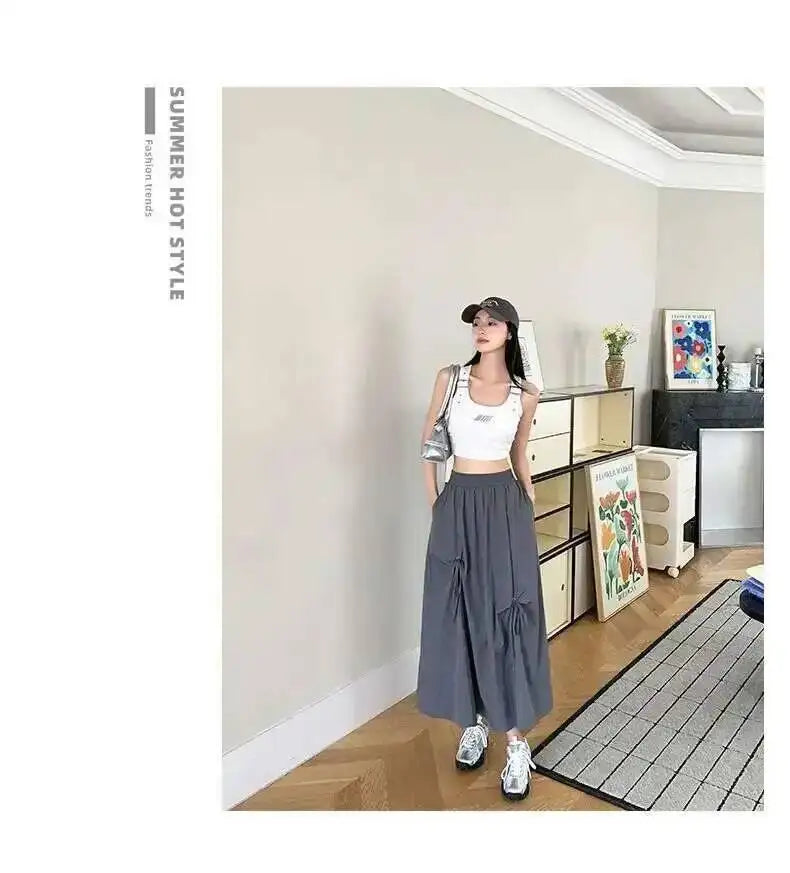 Versatile Knot Spring Summer F Skirt Ele Design Elastic Waist Skirt Sweet Aosphere Skirts For Ladies Fashion Women Skirts HSSZ