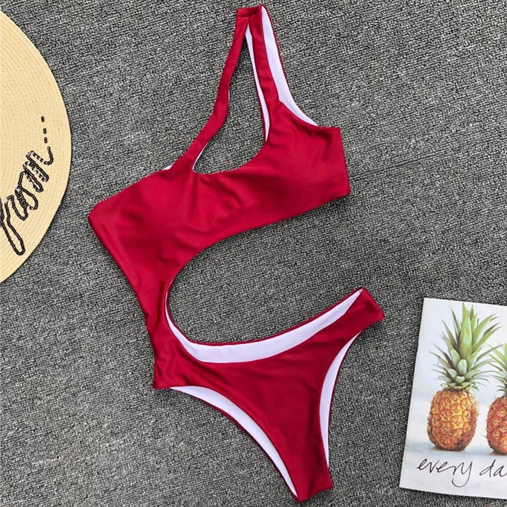 2026 Asymmetric One Shoulder Women Swimwear One Piece Swimsuit Female Monokini Bather High Cut Out Bathing Suit Swim Bodysuit