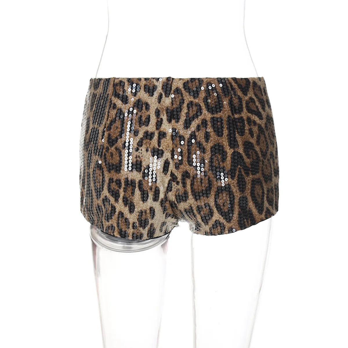 Sexy Chic Leopard Printed Super-short Night Club Shorts Women Fashion Skinny Sequins Short Pants Evening Party Outfit Streetwear
