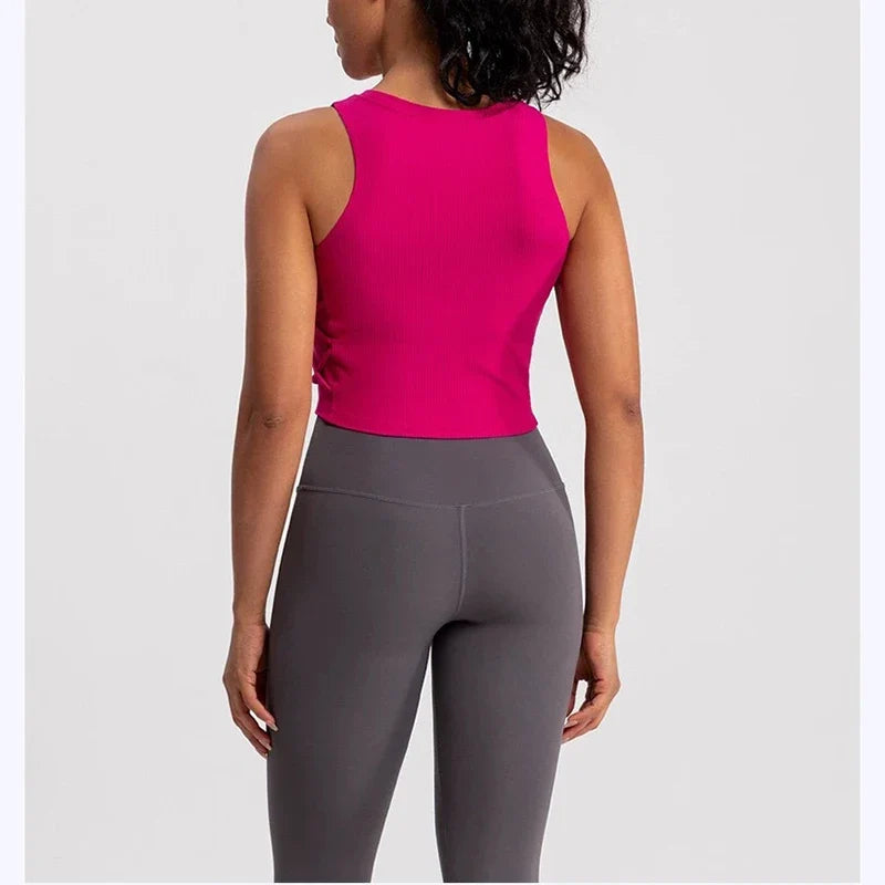 Women's Tight-Fitting Yoga Sports Vest Fixed Chest Pad Sports Bra Breathable Gym Workout Running Top
