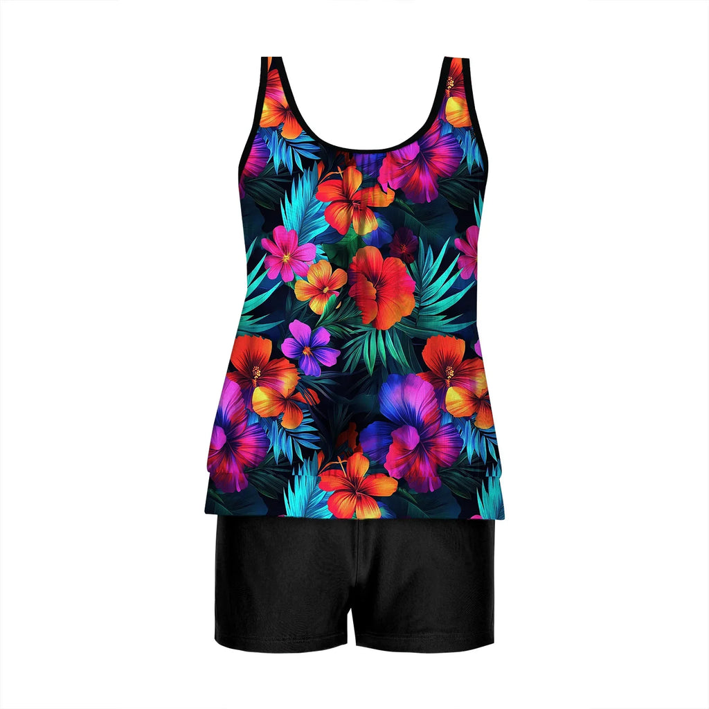 2026 Pinted Floral Tankini Two Pieces Swimsuit Women Vintage Swimwear Female Bathers Bathing Swimming Swim Suit Beachwear