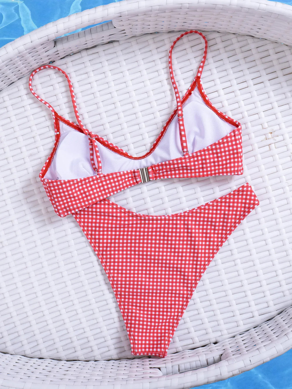 Sexy Red Plaid Micro Bikini 2026 Women Brazilian Push Up Bra High Waist Swimsuit Summer Holiday Bathing Suit Swimwear Biquini