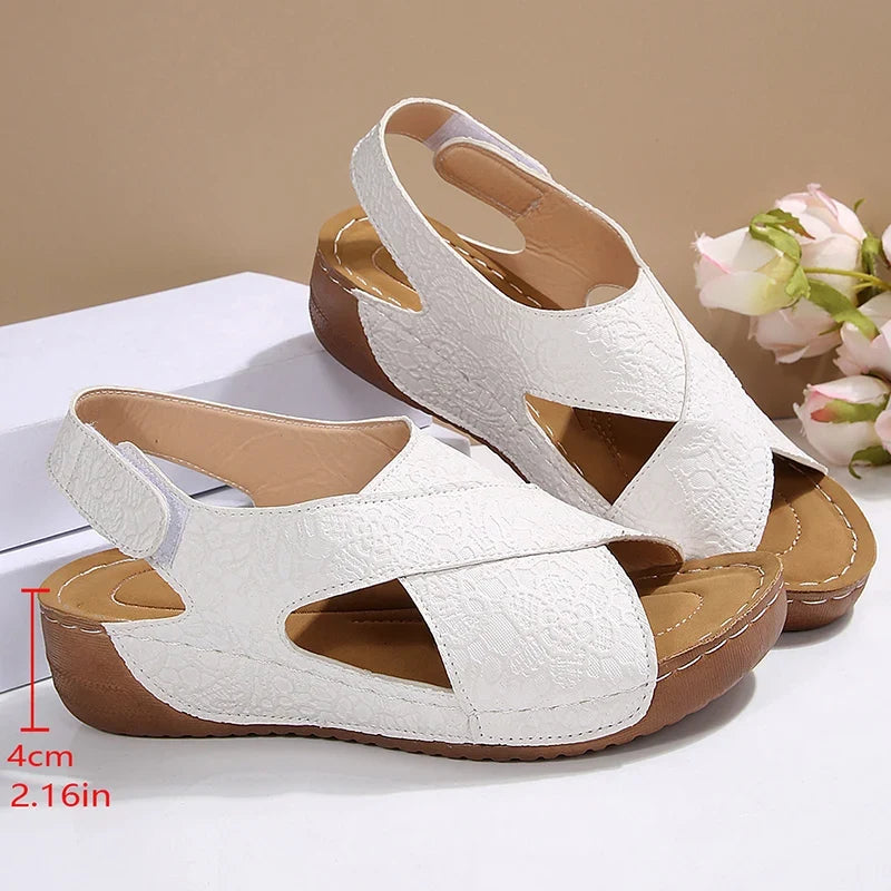 Print White Wedges Sandals Women 2026 Summer Lightweight Open Toe Platform Sandles Woman Plus Size Thick Sole Casual Sandalias
