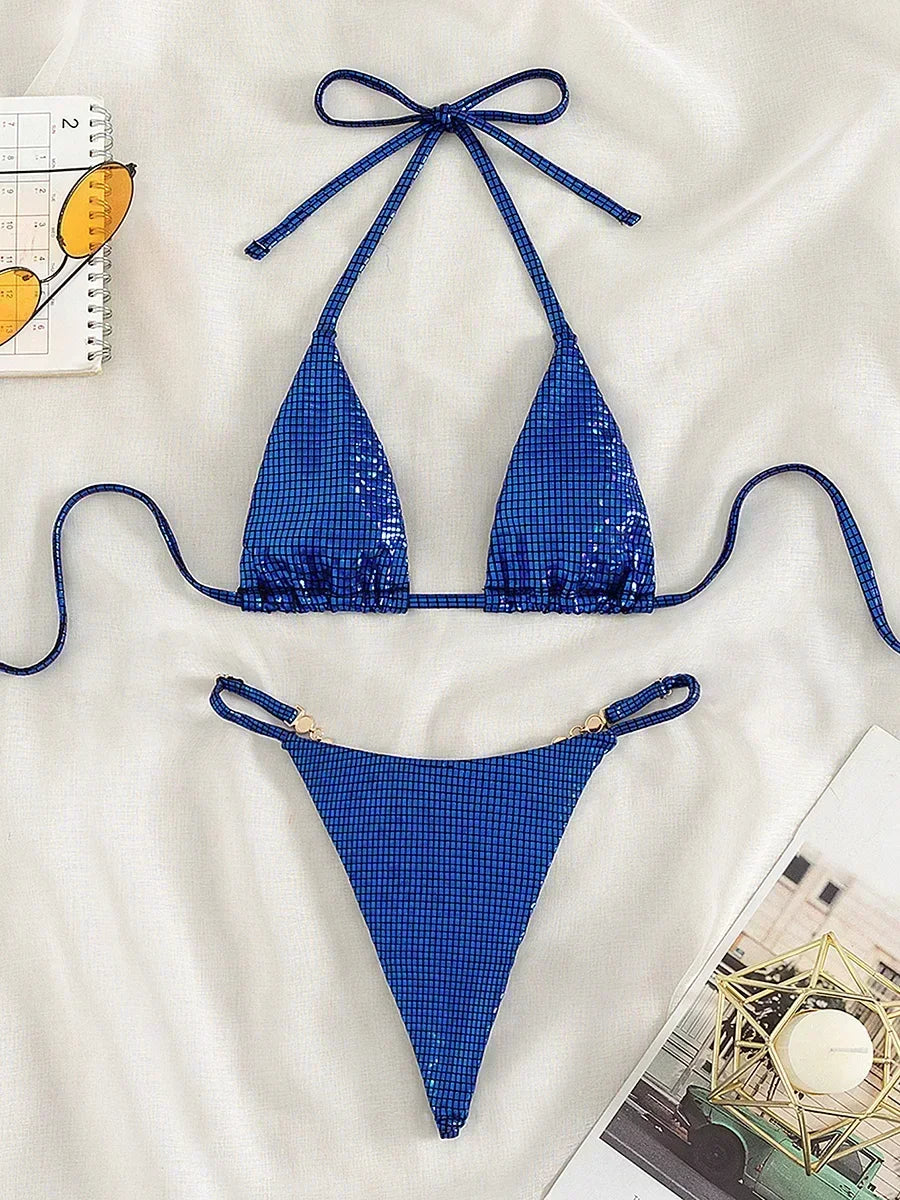 Sexy Extreme Mini Micro Thong Bikini 2025 Diamond Bikinis Female Swimsuit Women Swimwear Two-pieces Bikini Set Bathing Suit Swim