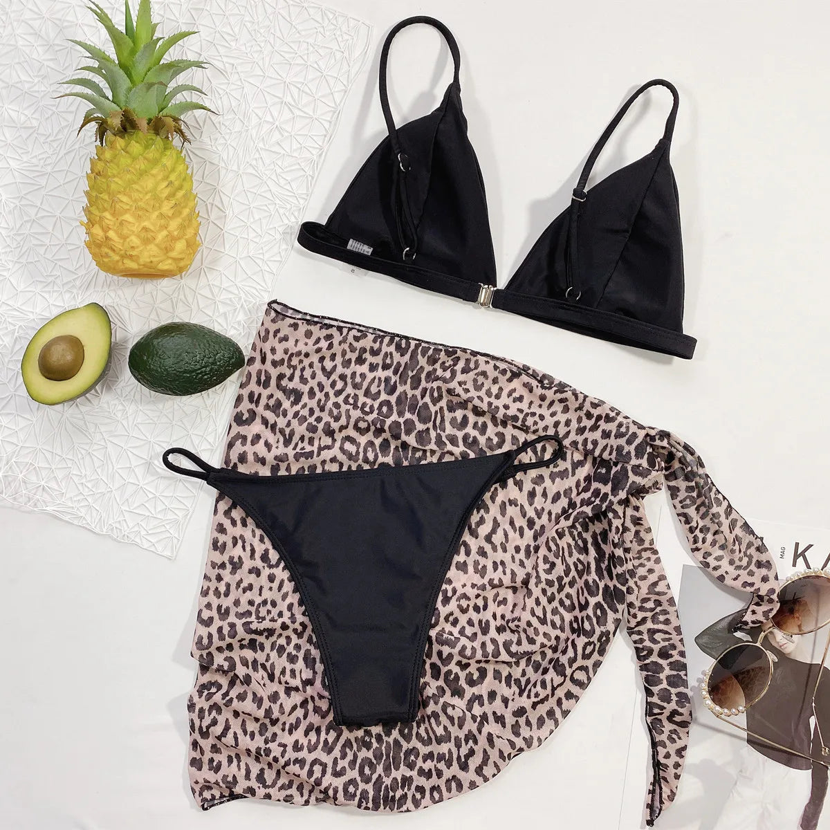 2026 Sexy Bikini Set 3-Piece Swimwear Swimsuit Women Bikinis Set Bathing Suit Beach Bikini Female Leopard Cover Up Bikinis Mujer