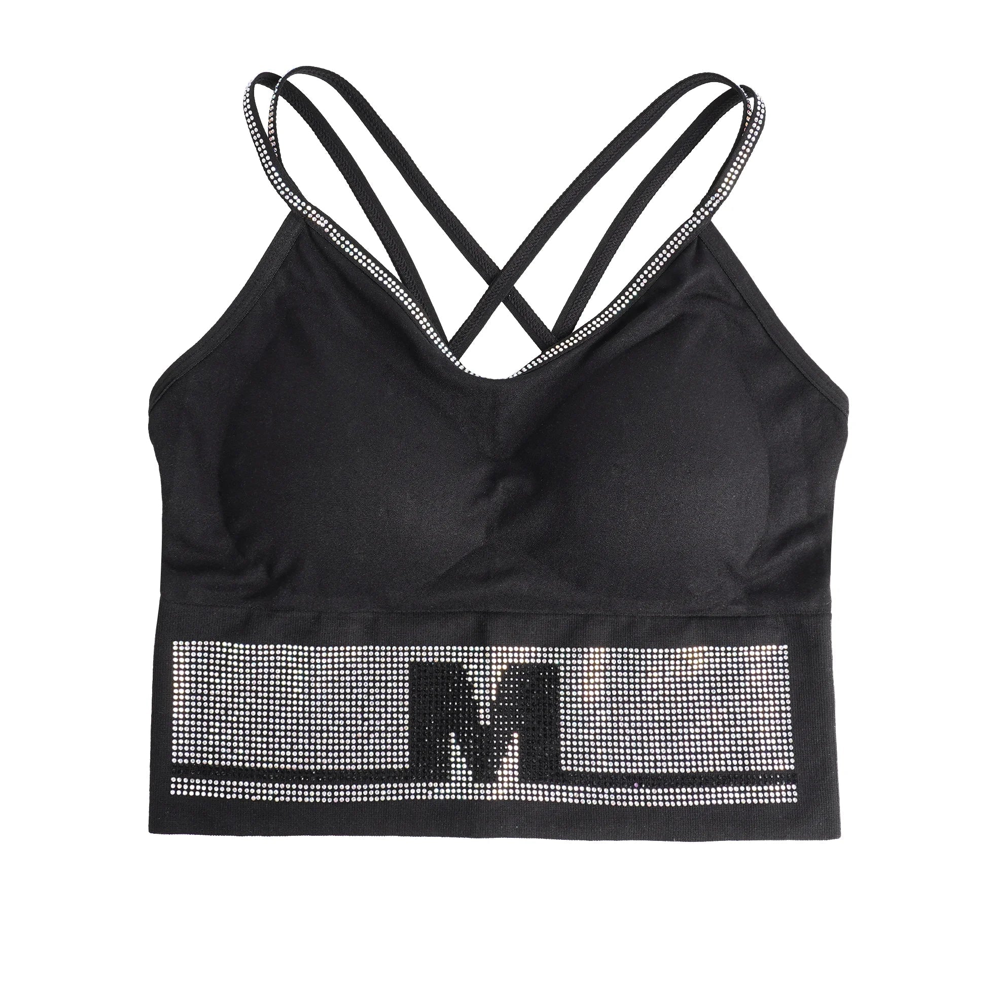 Black Rhinestone Camisole for Women Going Out Sequin Sparkly Top Double Adjustable Straps Clubbing Y2K Cute Tee