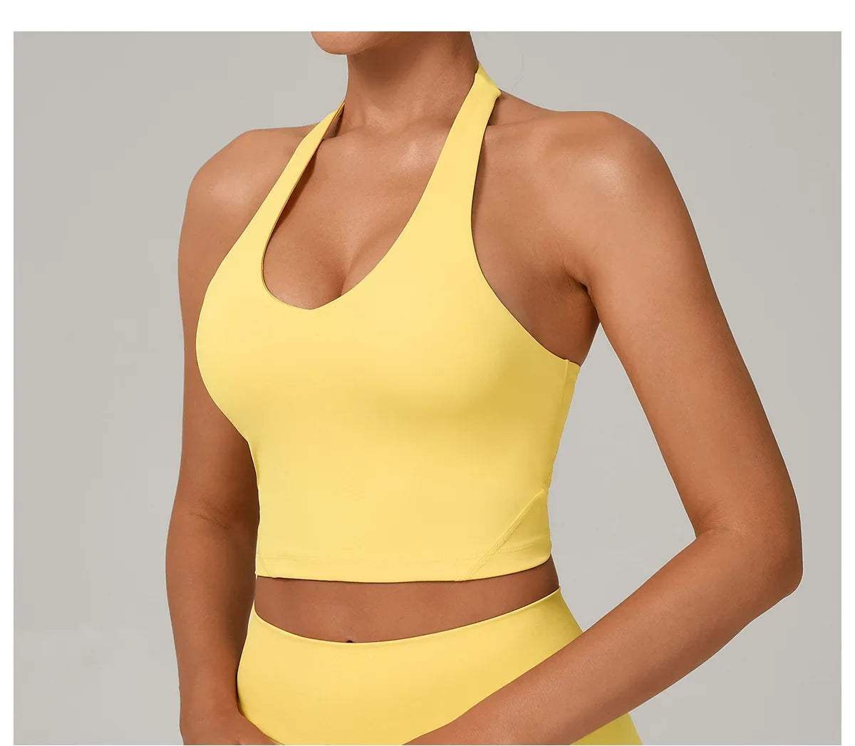 Women Fitness Sports Bra Halter Top High Support Push-up Open Back Gym Bra Shockproof Running Fitness Yoga Workout Underwear