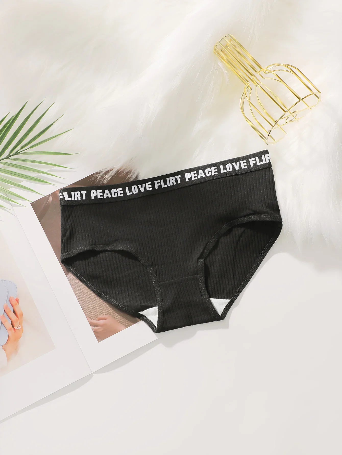 Women's High Waist Panties  Letter Elastic Waistband Soft Ribbed Fabric Comfortable Briefs for Daily Wear women bra K2809