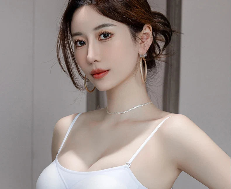 MOYISU Strapless Push Up Bra Underwear, Cross Back for Small Chest, Padded Enhancer Adhesive Lift to Look Bigger, Deep Plunge