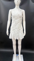 2025 Summer Lady New 3D Flower White Mini Chiffon Dresses Sexy Backless Simple Elegant Fashion Ladies Slim Holiday Party Outfits