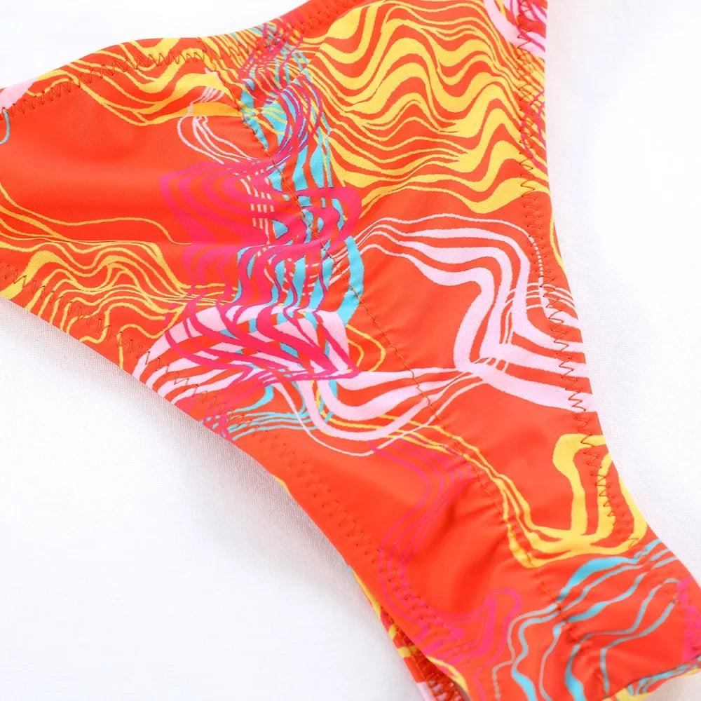 2026 Sexy Bikinis Micro Thongs Swimsuit Women Bathing Suit Rings Biquini Bandage Beachwear Print Swimwear Bikini Sets With Chain