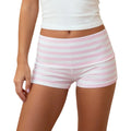 Summer Women's Striped Fold Over Shorts Fashionable Casual Cozy Elastic Waist Pajamas Sleeping Shorts