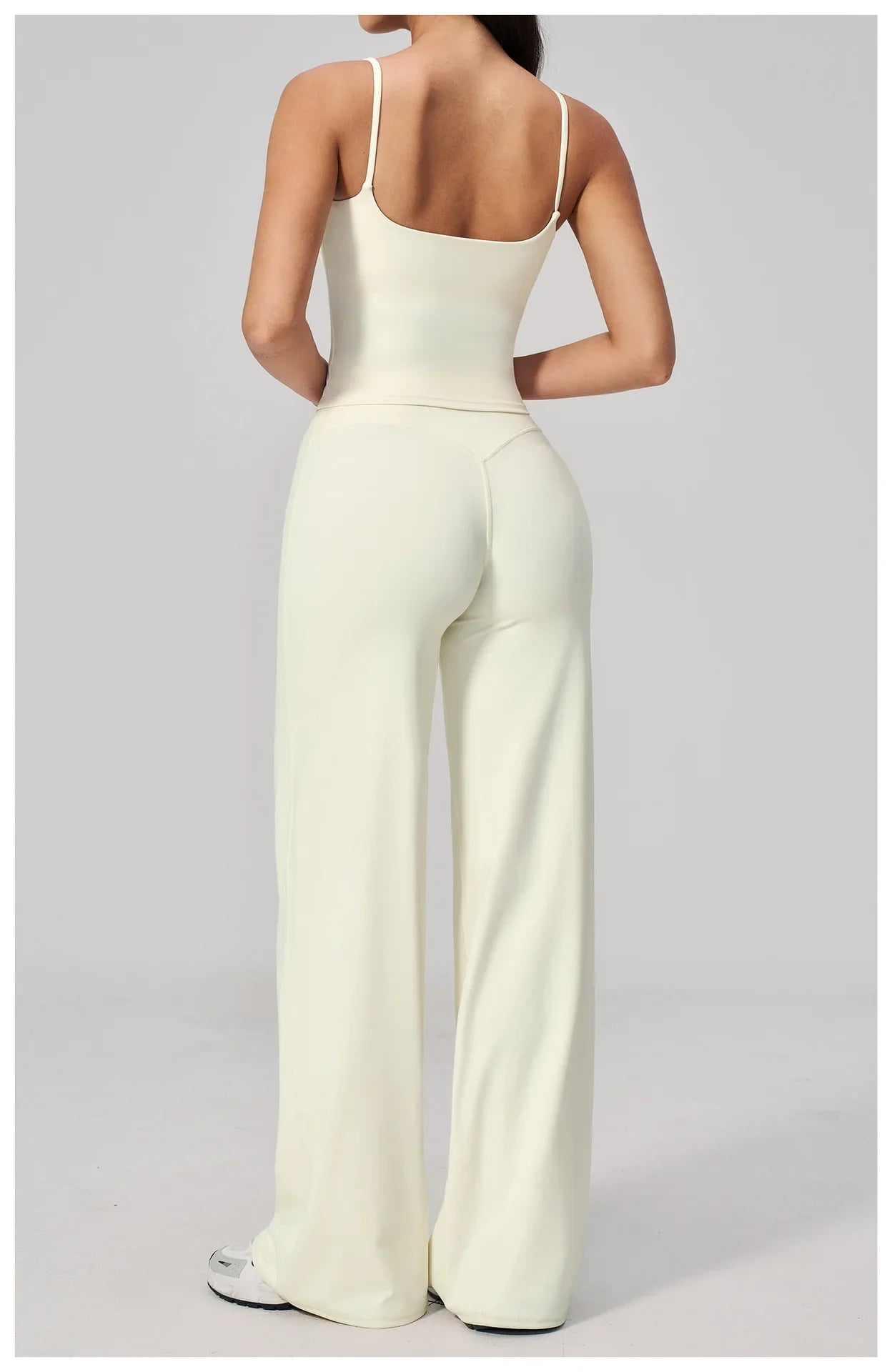 Yoga Suit Gym Fitness Set Hanging Neck Slim Sports Tank Top High Waist Wide Leg Pants Tracksuit Outdoor Running Athletic Wear