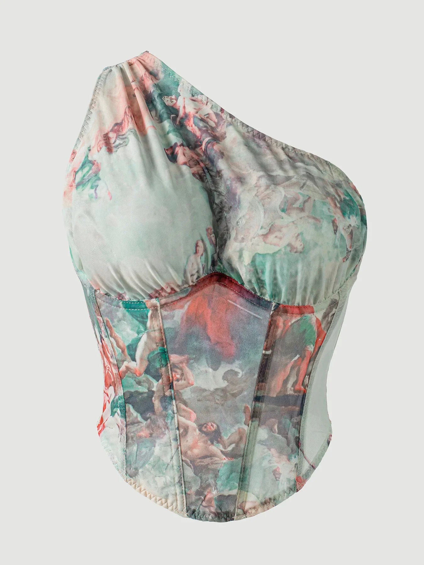 Wind Waist Cinching Three-Dimensional Slim Fit Underwire Small Strap Printed Sexy Fishbone Bra Vest Top Casaul Elegant IHOD