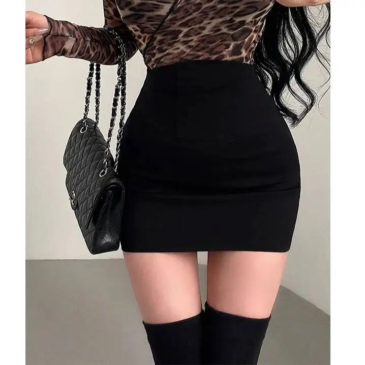 Korean Style Pure Desire Sexy High Waist Hip Enhancing Waist Slimming Anti-Exposure Bodycon Skirt Short Skirt Sweet AYE8