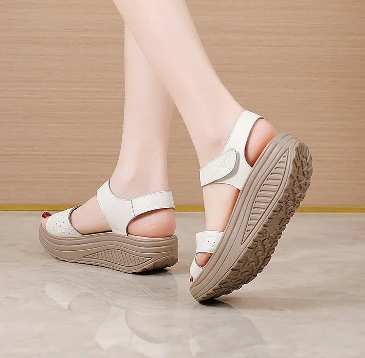 Women Comfortable Sandals Wedges Platform Ankle Strap Casual Orthotic Walking Sandals Orthopedic Arch Support 5cm heel