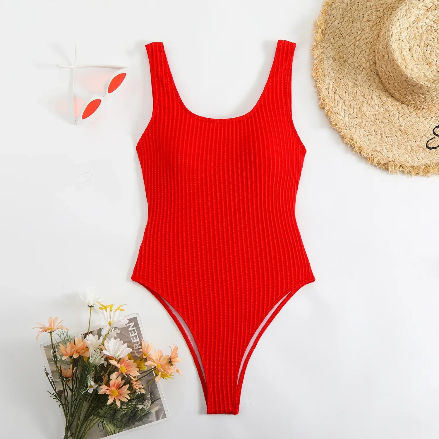 Sexy Red White Swimwear Women 2025 Hollow Out Backless Slimming Tummy Control One Piece Swimsuit Bathing Suit Holiday Monokini