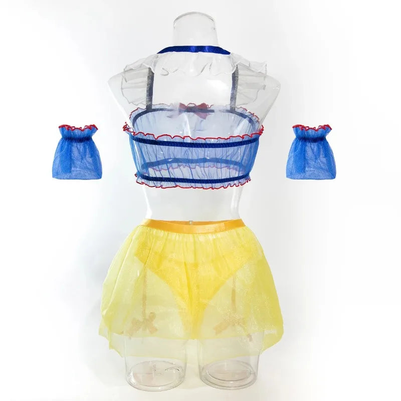 Toucheart Sexy Lingerie Sexy Uniform Maid Outfit Erotic Cosplay Sexy Costume For Women Transparent Mesh Role Play Outfit Garter