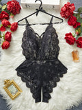 Floral Lace Coverall For Women Bodysuit Homewear Modest Nightdress Comfortable Lingerie