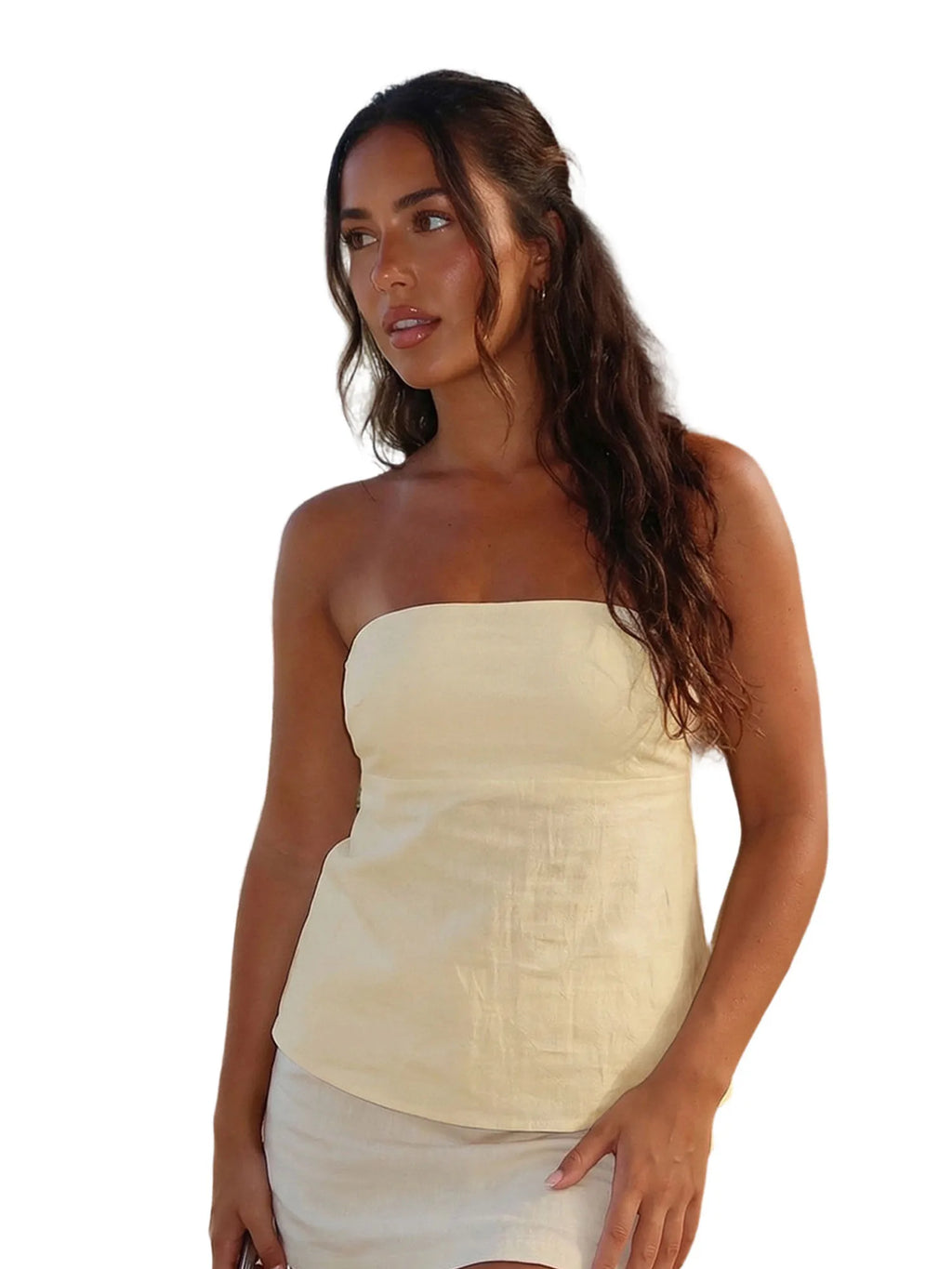 Women's Summer Strapless Vest Stylish Striped Sleeveless Open Back Tube Tops for Party Date Night Wear