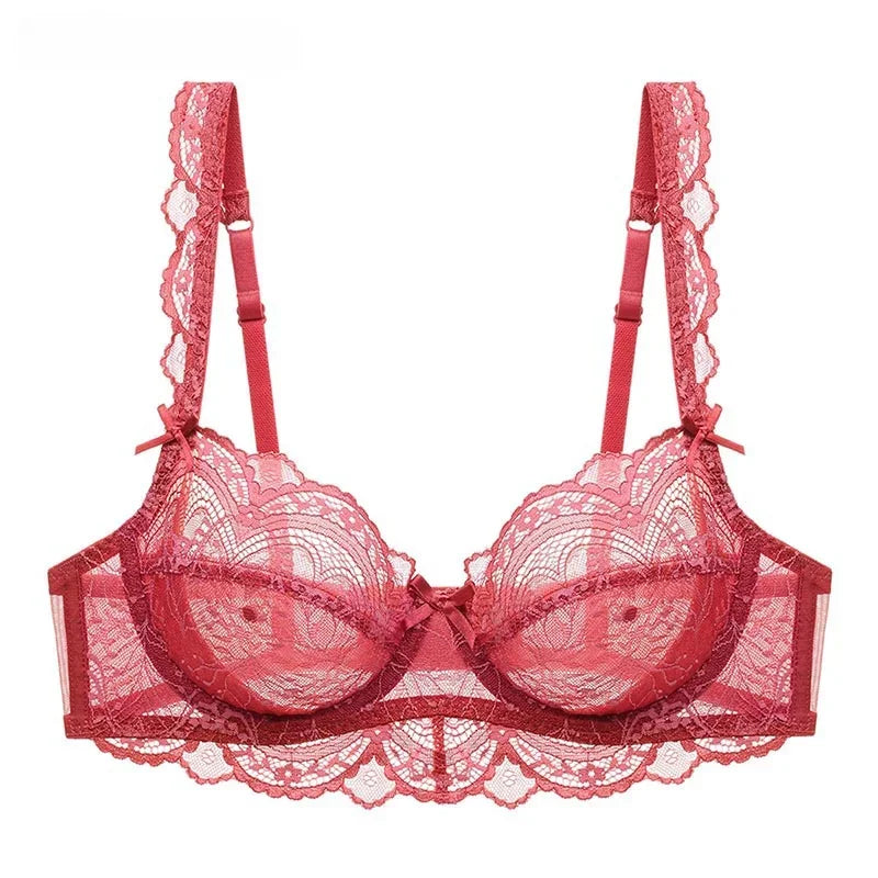 Logirlve Ultrathin Bra Transparent Brassiere Sexy Underwear Plus Size Cup Embroidery Women Lingerie Lace Bras Hollow out