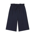 Women's Layered Decorative Waist Casual Shorts Navy Blue Waist Drawstring Wide Leg Knee Shorts Casual Culottes For Women TSP2