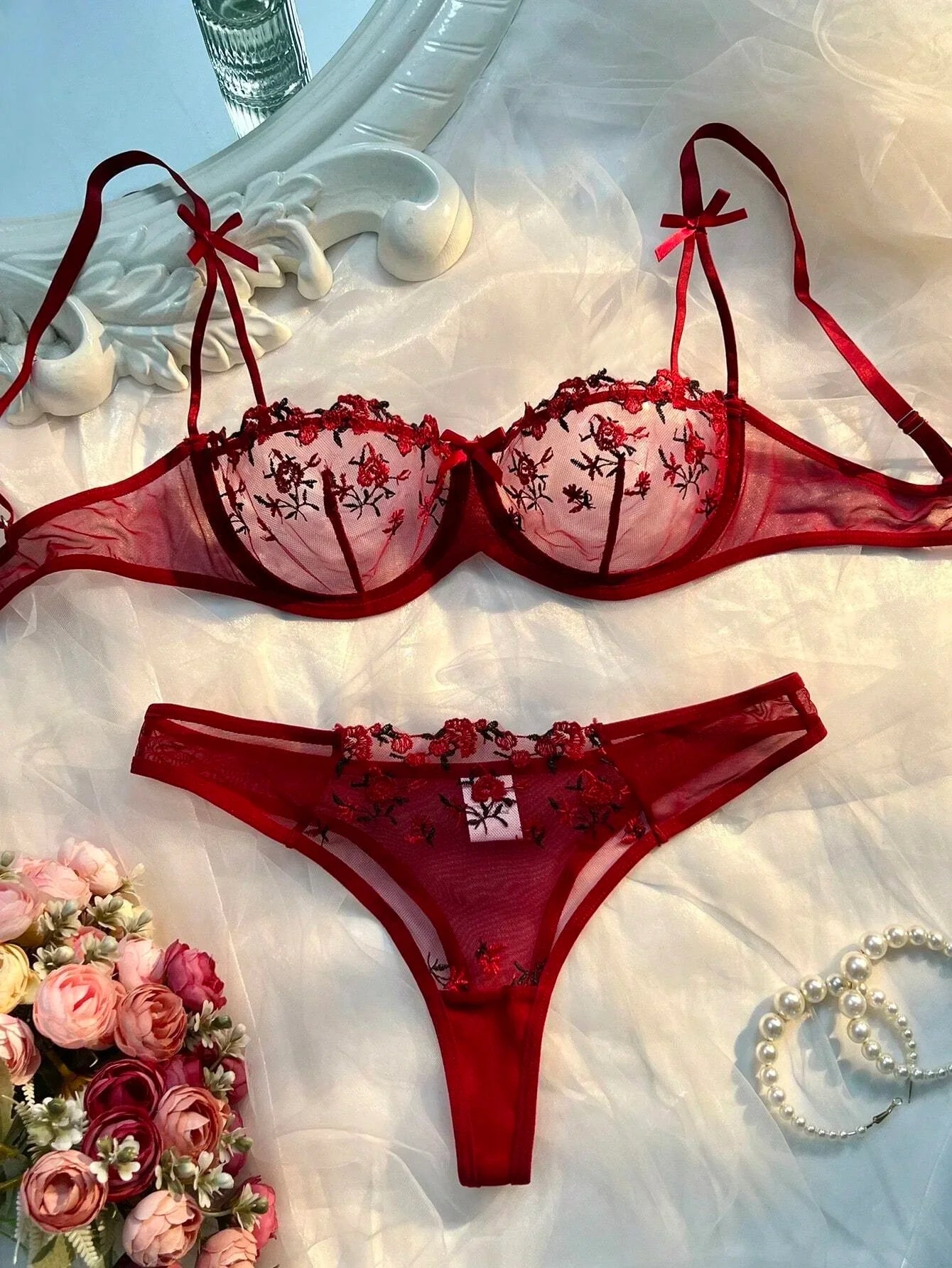 Sexy Lingerie Romantic Fancy Woman 2 Pieces Women Underwear Embroidery Cute Beautiful Bra And Panty Sets