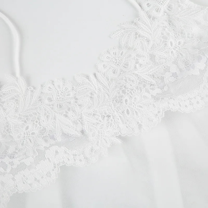 FDYOUI Sexy Lace Patchwork Mesh Long Dress Women Spaghetti Strap See-through Evening Party Dresses White Black Night Club Outfit