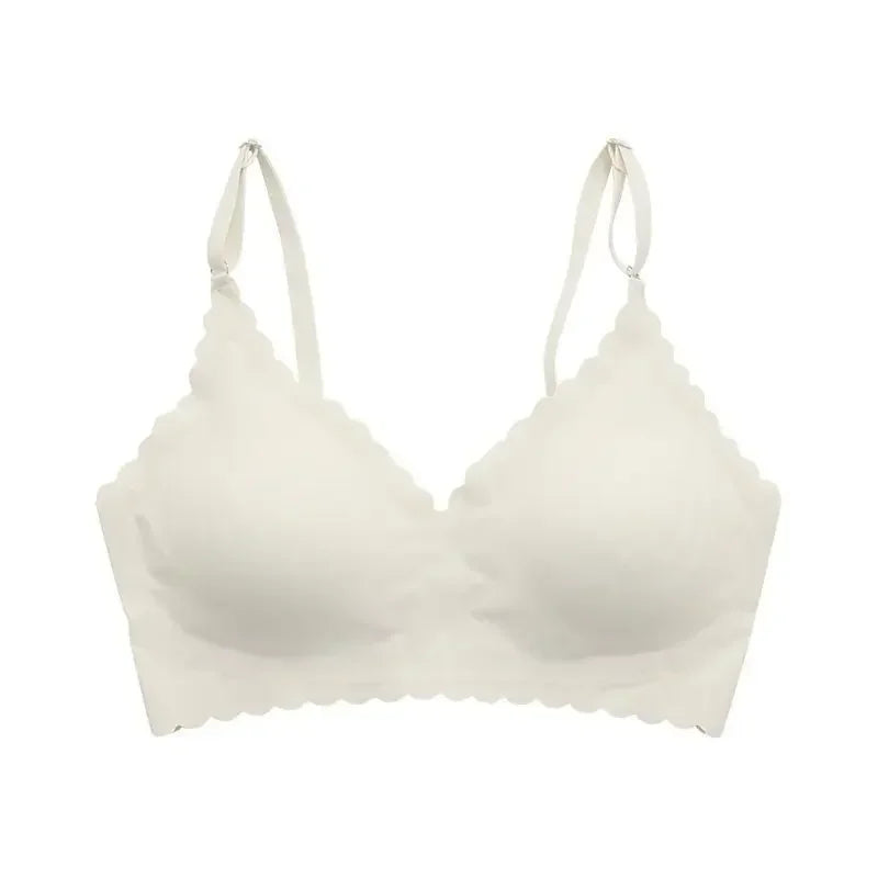 Seamless Ice Silk Ultra-Thin Breathable Bra Comfortable Breathable Underwear Women's Suspender Wavy Sexy Push-up Vest