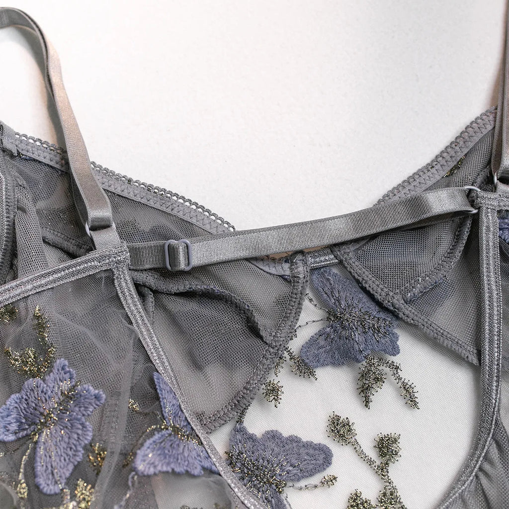 Bikini Fashion Sexy Butterfly Embroidery Slim-Fit Sexy All-Match Jumpsuit for Women