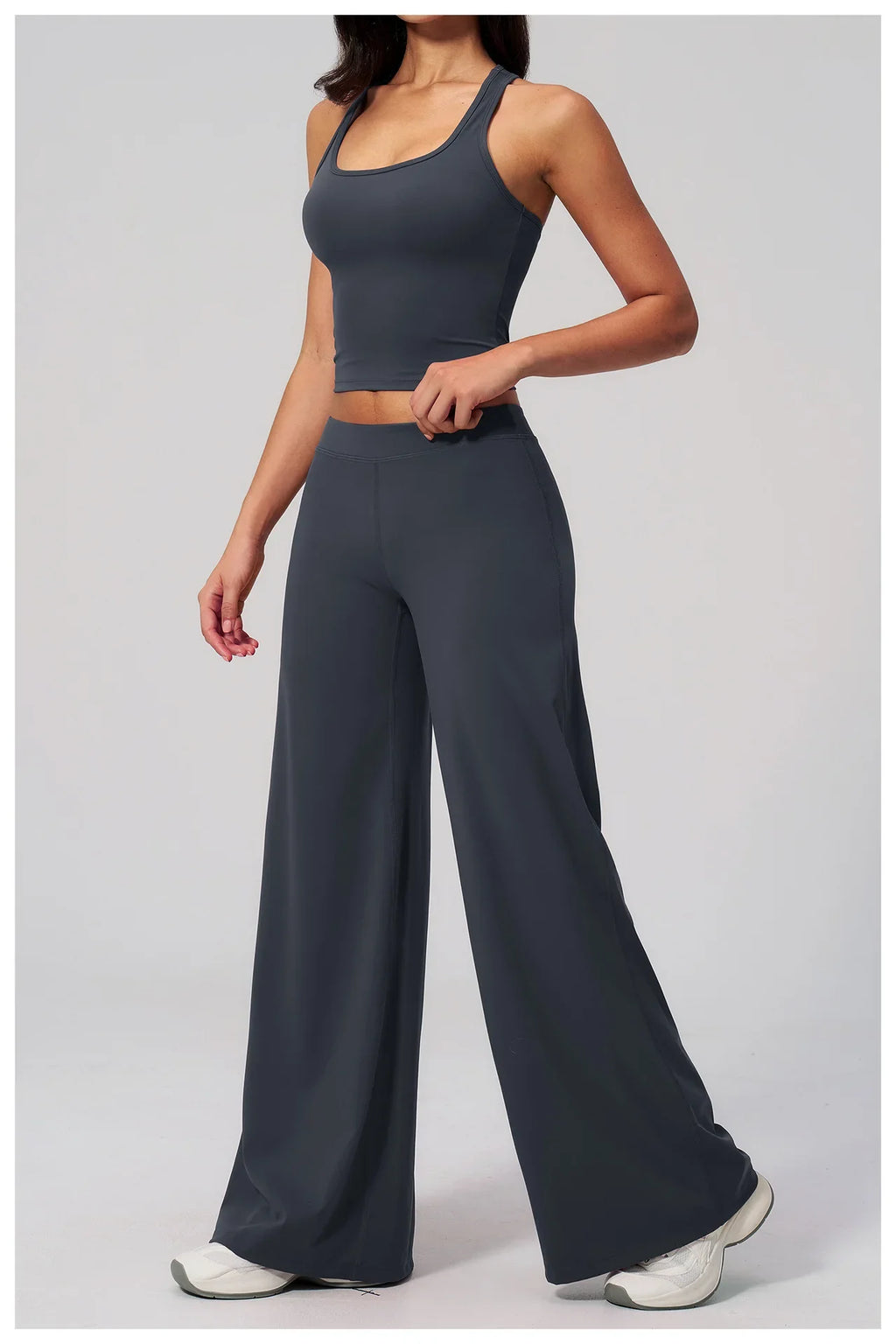 Women's Summer Two Piece Yoga Sets Slimming Sports Tank Top Lifted Buttocks High Waist Flare Pants Gym Fitness Suits Tracksuit