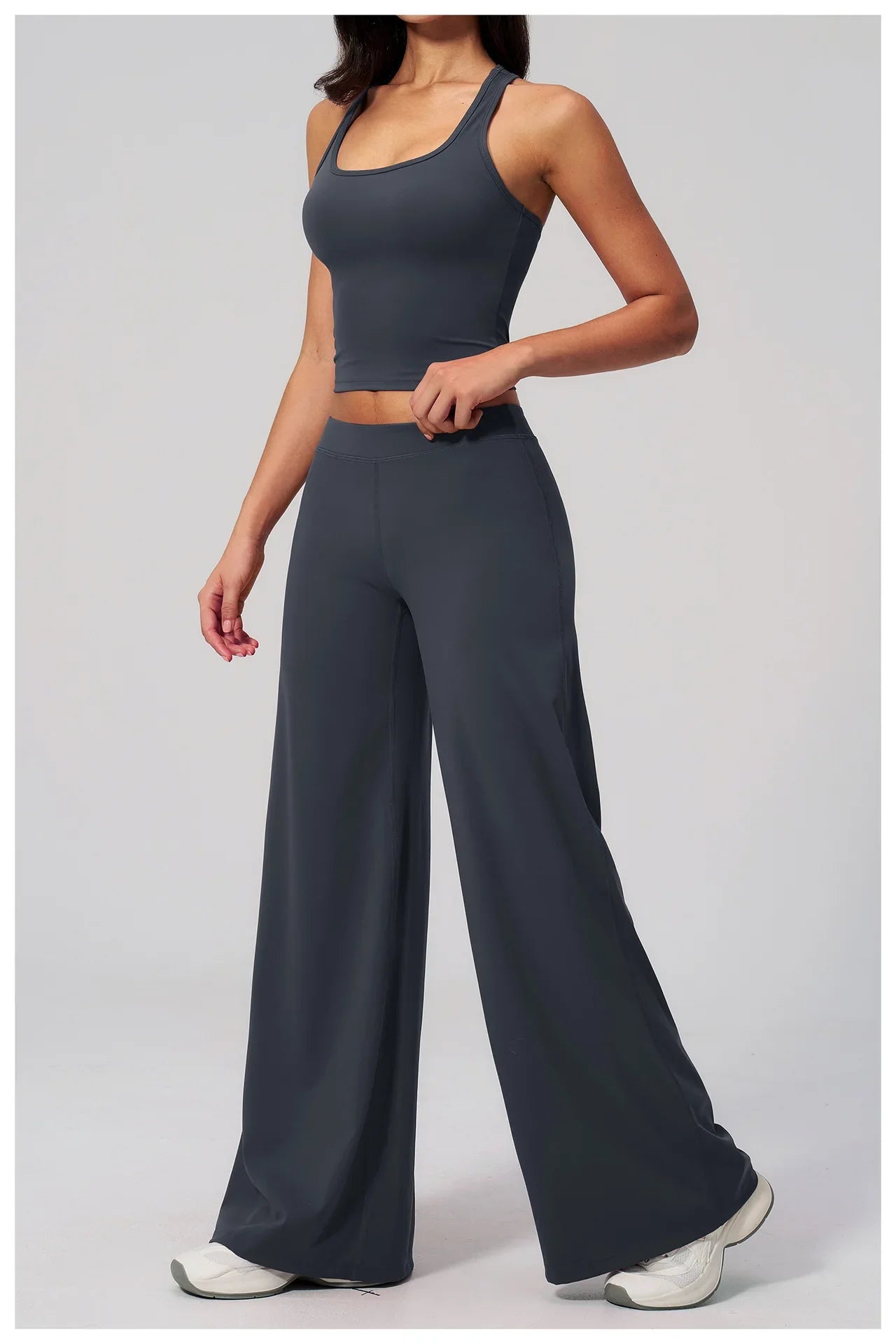 Women's Summer Two Piece Yoga Sets Slimming Sports Tank Top Lifted Buttocks High Waist Flare Pants Gym Fitness Suits Tracksuit