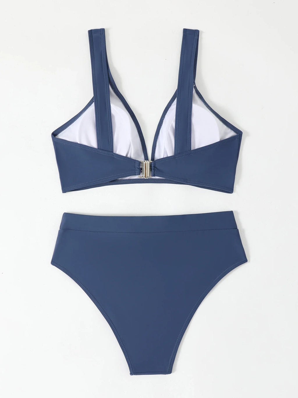 2026 High Waist Bikinis Women V-neck Swimwear Female Sexy Strappy Swimsuit Solid Bathers Bathing Swimming Swim Suit Beachwear