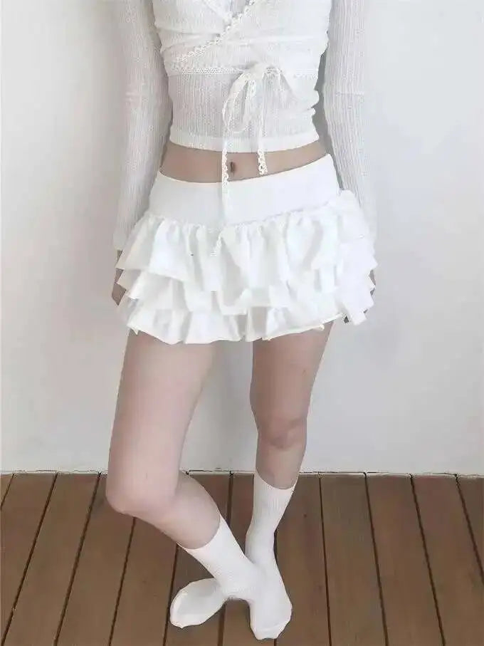 Sweet And Spicy Ballet F-length Skirt With Elastic Waist And Lace Hem Flared Cake-aped Ort Skirt For Young Women 8PO5